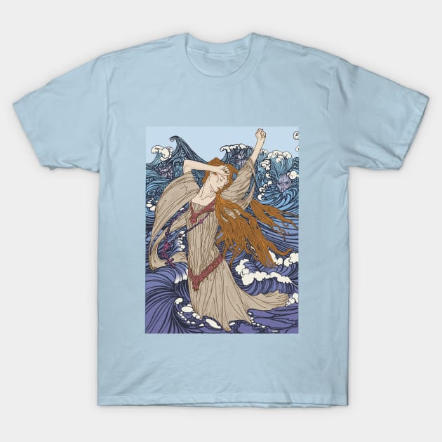 Pre-Raphaelite Girl 3 (Blue) T-Shirt by Soth Studio